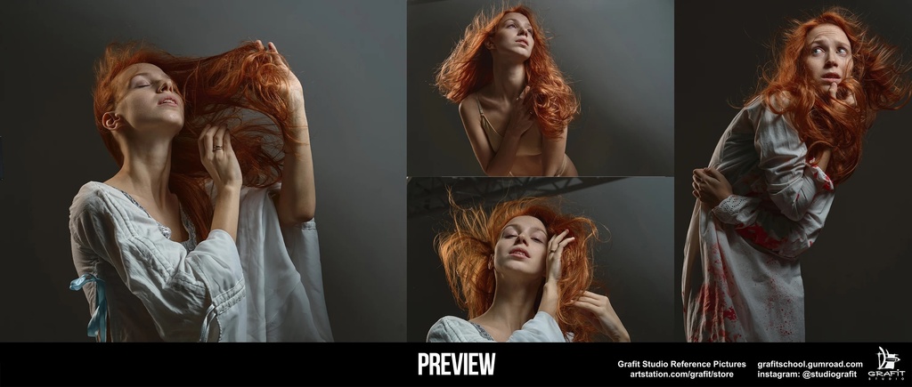 740+ Dramatic Female - Hair and Dress in Motion|ドラマチックな女性リファレンス集・揺れる髪とドレスの作画資料740枚以上
