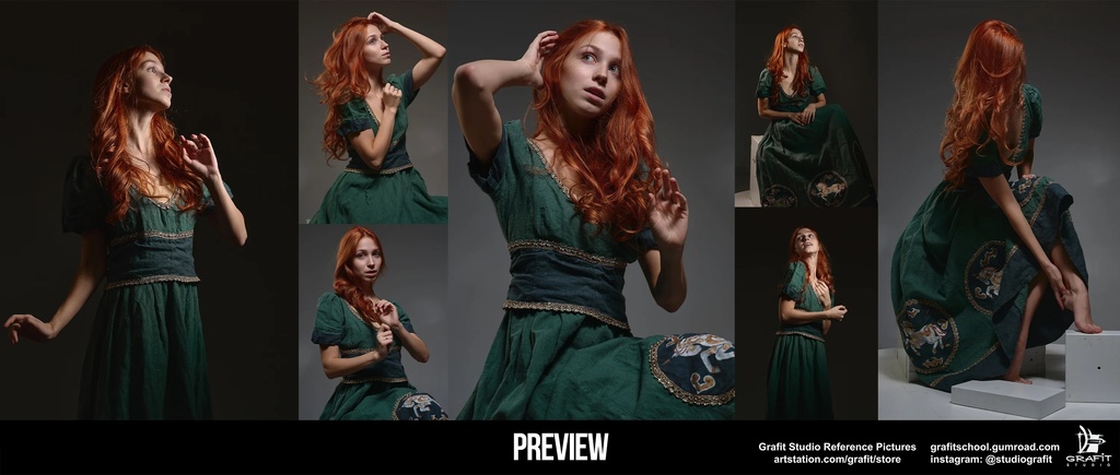740+ Dramatic Female - Hair and Dress in Motion|ドラマチックな女性リファレンス集・揺れる髪とドレスの作画資料740枚以上