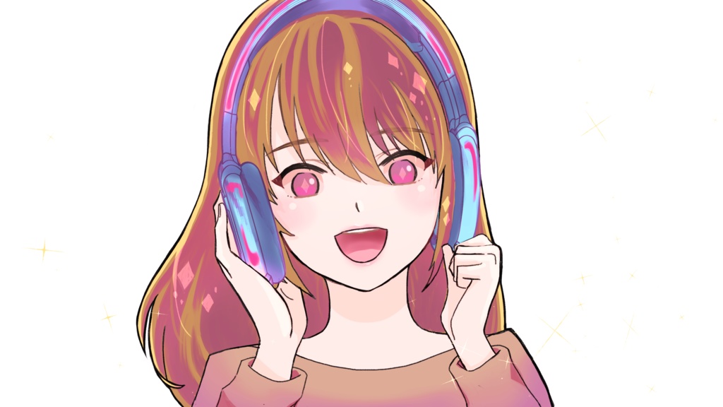 【イラスト無料配布】キラキラヘッドフォンの女の子