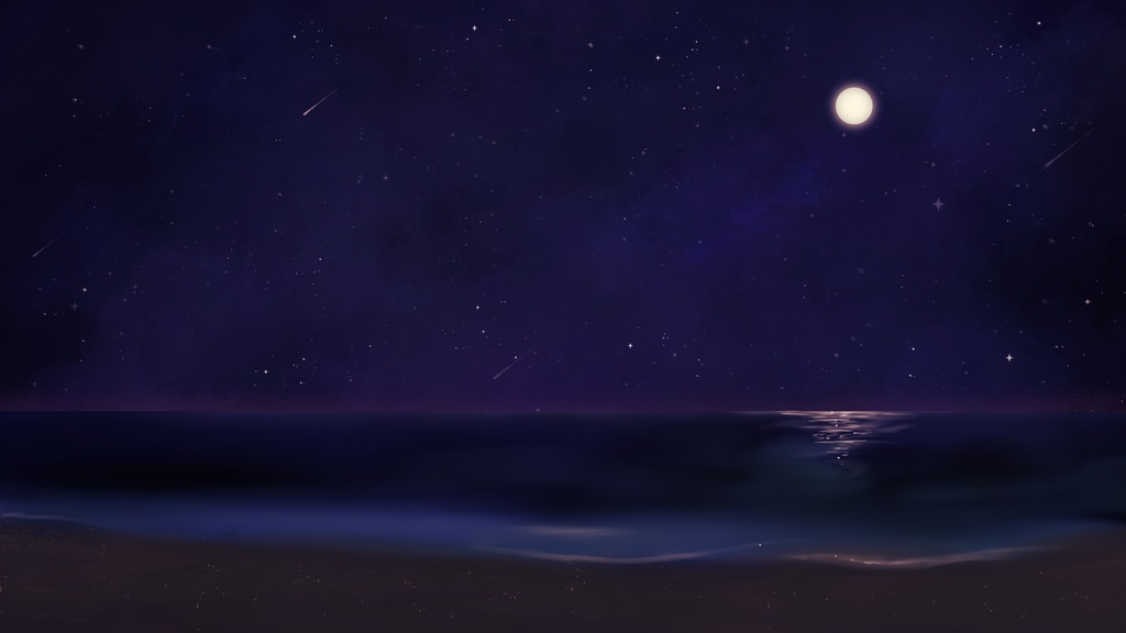無料イラスト「夜の海」