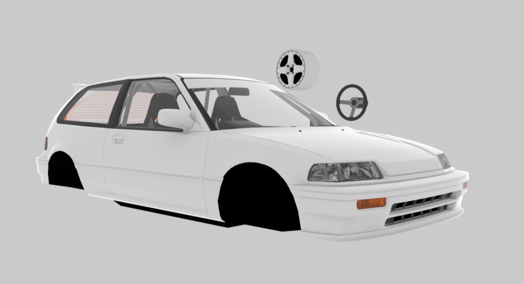 【VRChat・CHIKUWA VEHICLE SYSTEM 2対応】平成元年頃の市民向けコンパクトカー『Grand』(競技仕様)