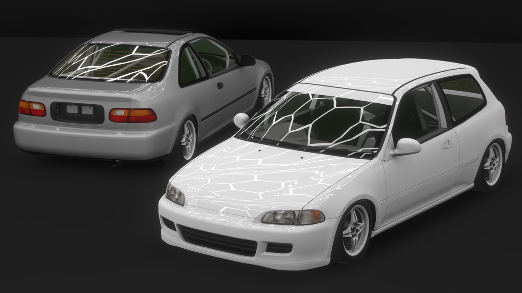【VRChat・CHIKUWA VEHICLE SYSTEM 2対応】90年代前期の市民向けコンパクトカー『EG-Sports』(競技仕様)