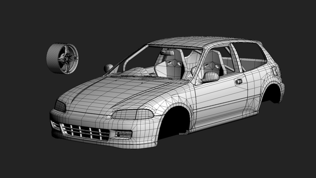 【VRChat・CHIKUWA VEHICLE SYSTEM 2対応】90年代前期の市民向けコンパクトカー『EG-Sports』(競技仕様)