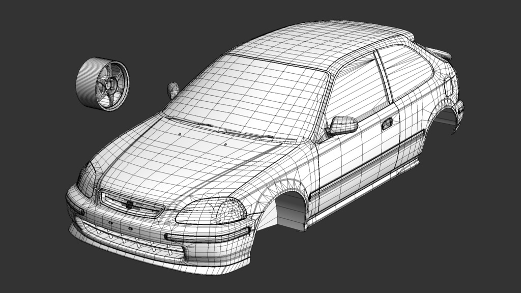 【VRChat・CHIKUWA VEHICLE SYSTEM 2対応】90年代後期の市民向けコンパクトカー『EK-Miracle』(競技仕様)