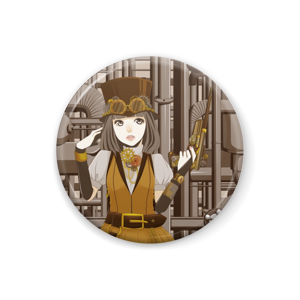 スチームパンクと配管　カンバッヂ