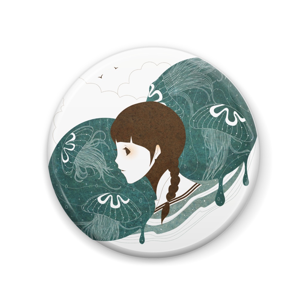 くらげ 缶バッヂ