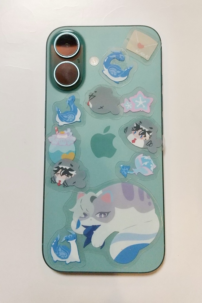 サメ&ぬっしーフレークシール+ヌコステッカー