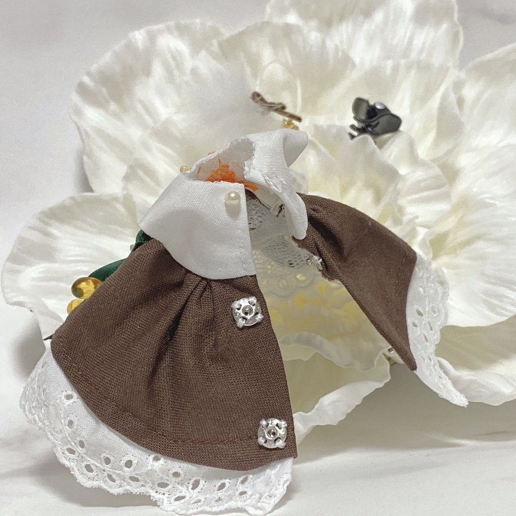 【オビツ11】ふんわり金木犀の刺繍ワンピースとヘアゴムset♡*。