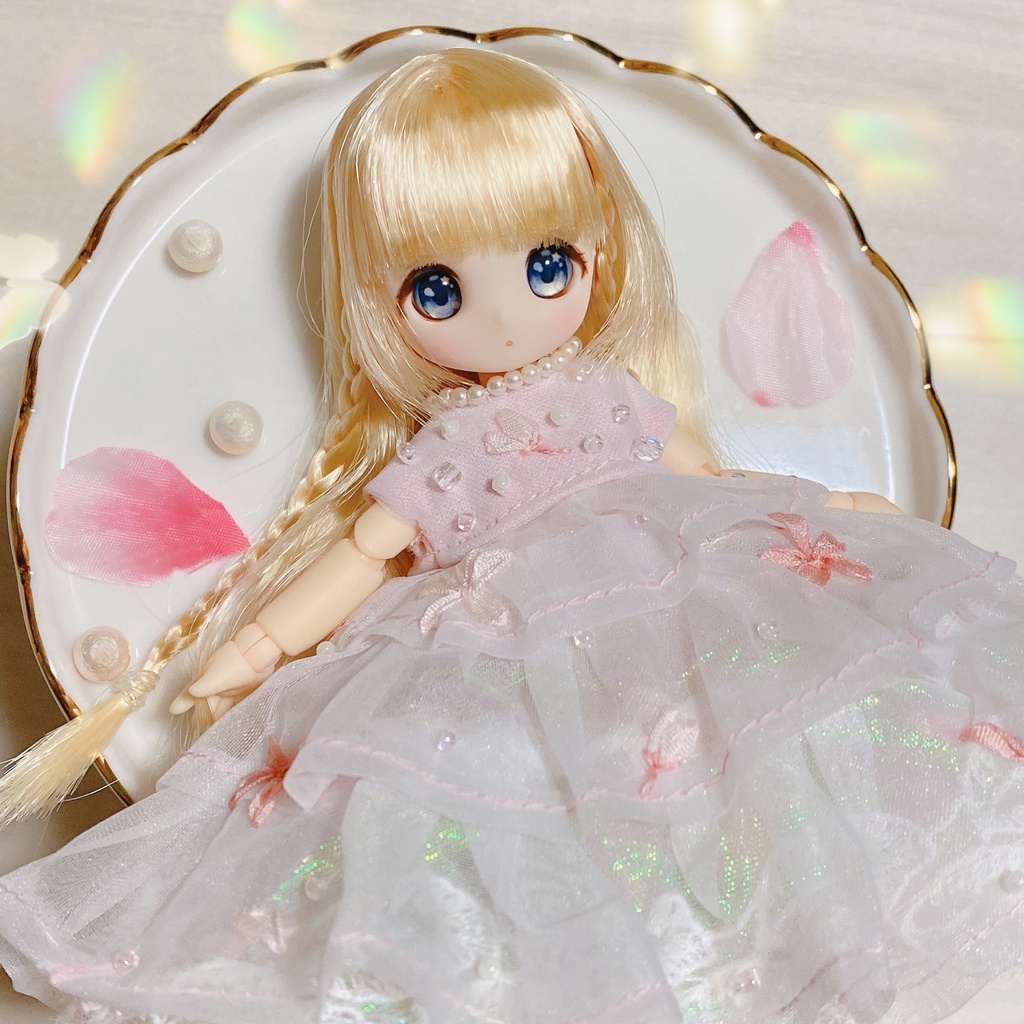 桜舞うふわふわリボン刺繍のドレス♡*。゚3点set