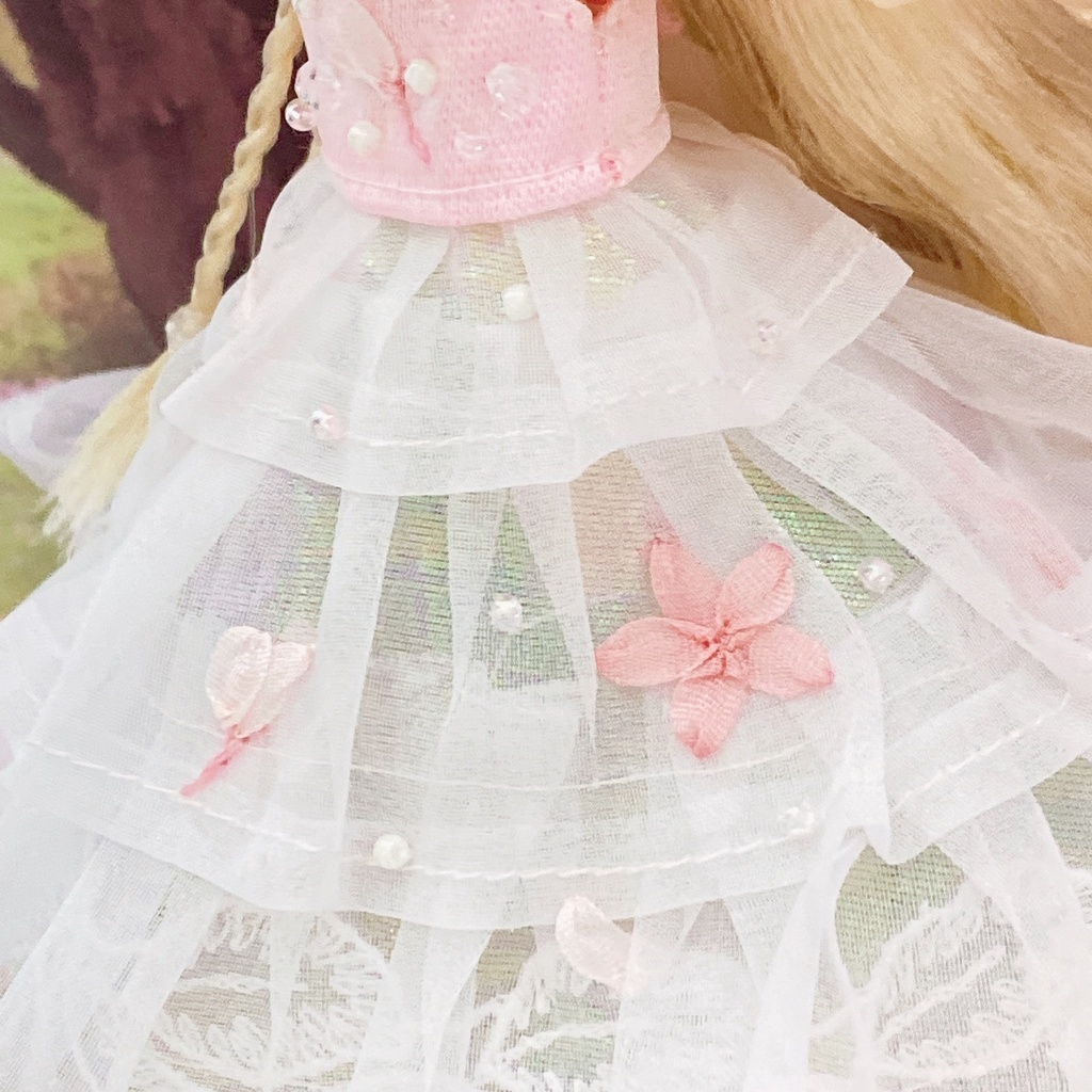 桜舞うふわふわリボン刺繍のドレス♡*。゜3点set