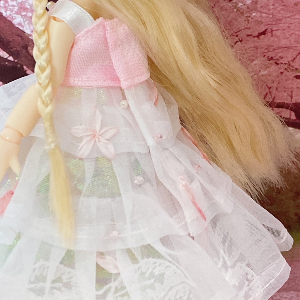桜舞うふわふわリボン刺繍のドレス♡*。゜3点set