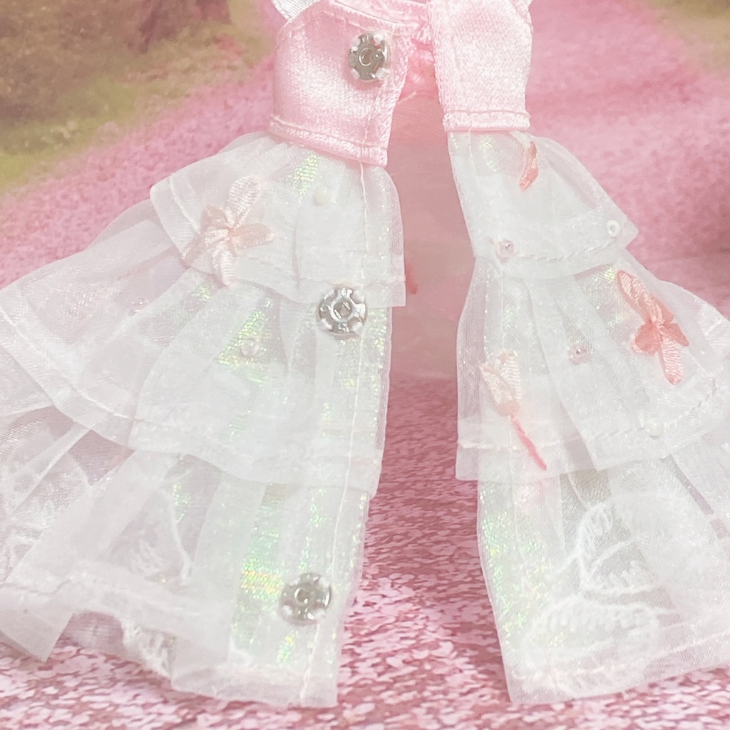 桜舞うふわふわリボン刺繍のドレス♡*。゜3点set