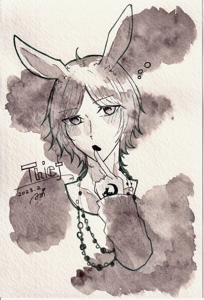 「わんだー×ハルモニア」単色ドローイング