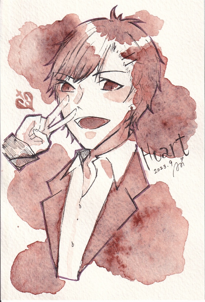 「わんだー×ハルモニア」単色ドローイング