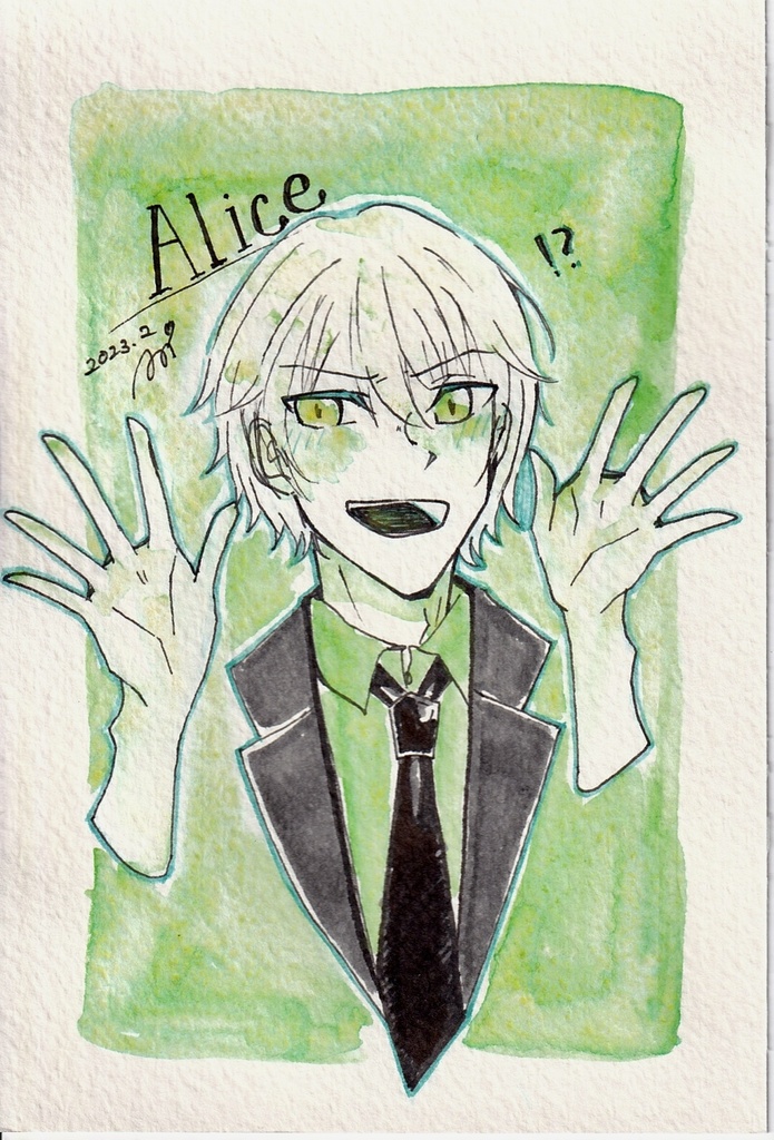 「わんだー×ハルモニア」単色ドローイング