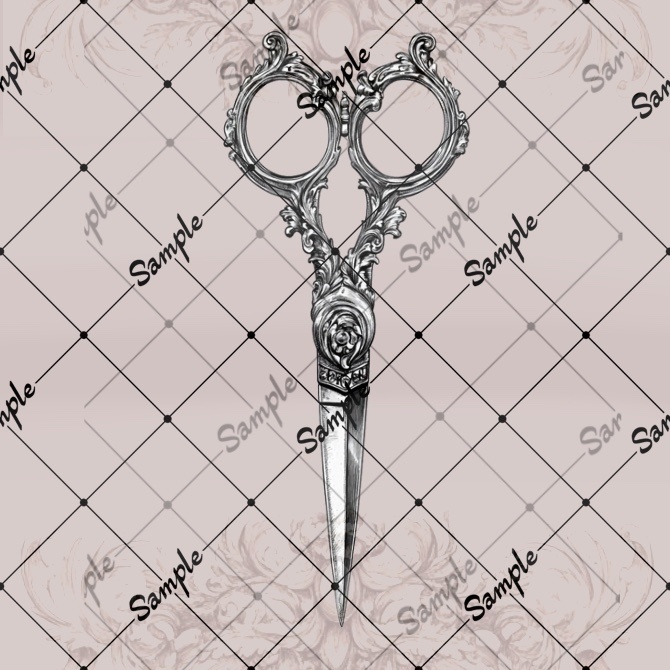 ペン画風素材　ハサミ