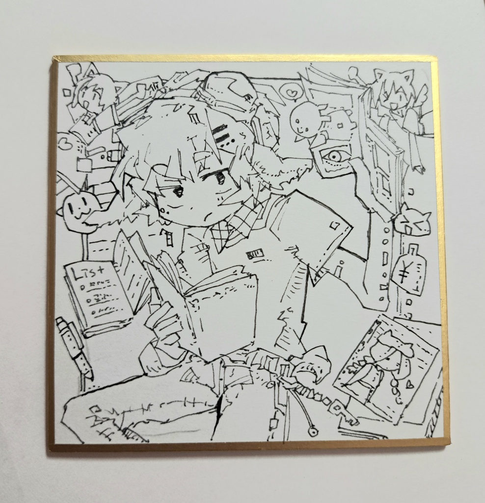 ヤギミドリ豆色紙原画