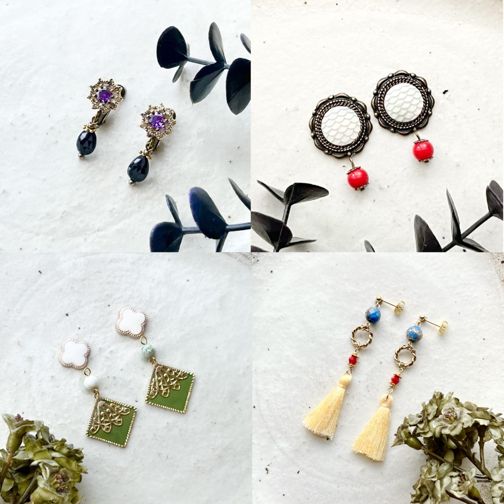 ミスルン(ダンジョン飯)イメージイヤリング 天然石使用