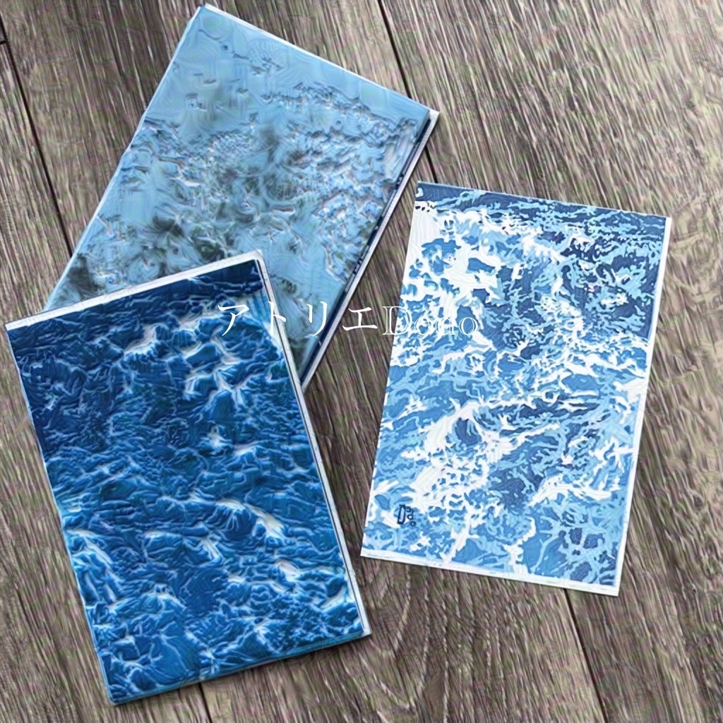 「潮鳴」オリジナル版画原画 額付き 葉書サイズ