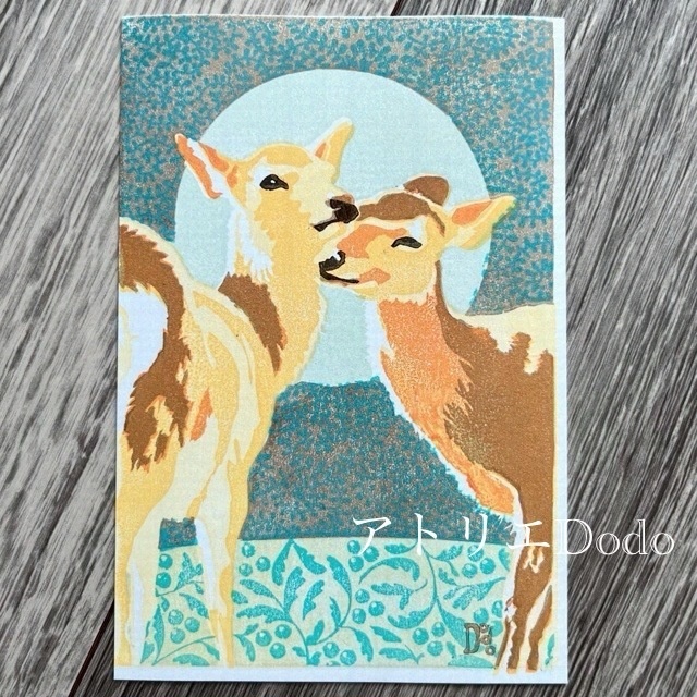 「接吻」オリジナル版画原画 額付き 葉書サイズ