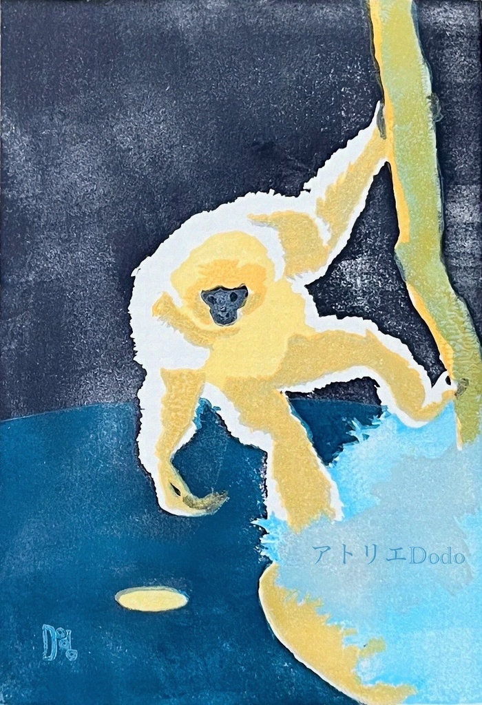 「憧憬」オリジナル版画原画 額付き 葉書サイズ