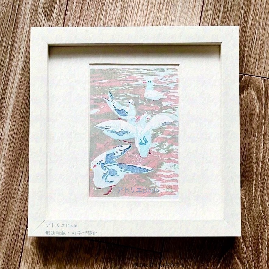 「五重奏」オリジナル版画原画　額付き　葉書サイズ