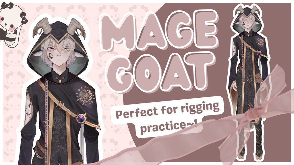Mage Fantasy Goat Vtuber PSD For Intermediate Live2d Rigging '*•.¸♡ ♡¸.•*'