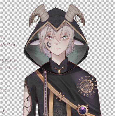 Mage Fantasy Goat Vtuber PSD For Intermediate Live2d Rigging '*•.¸♡ ♡¸.•*'