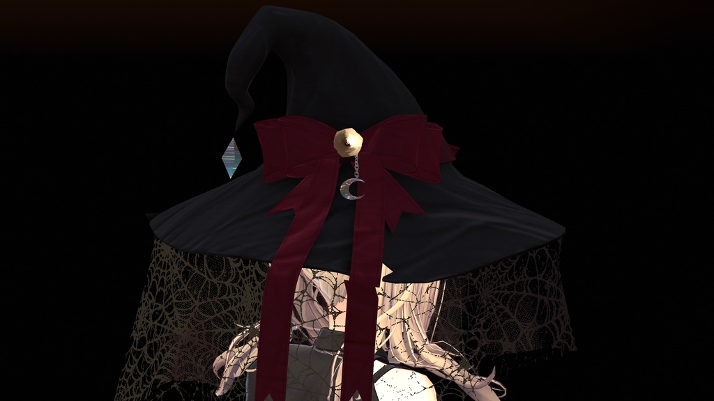 【VRChat向け】蜘蛛の巣レースの魔女帽子 ハロウィン用