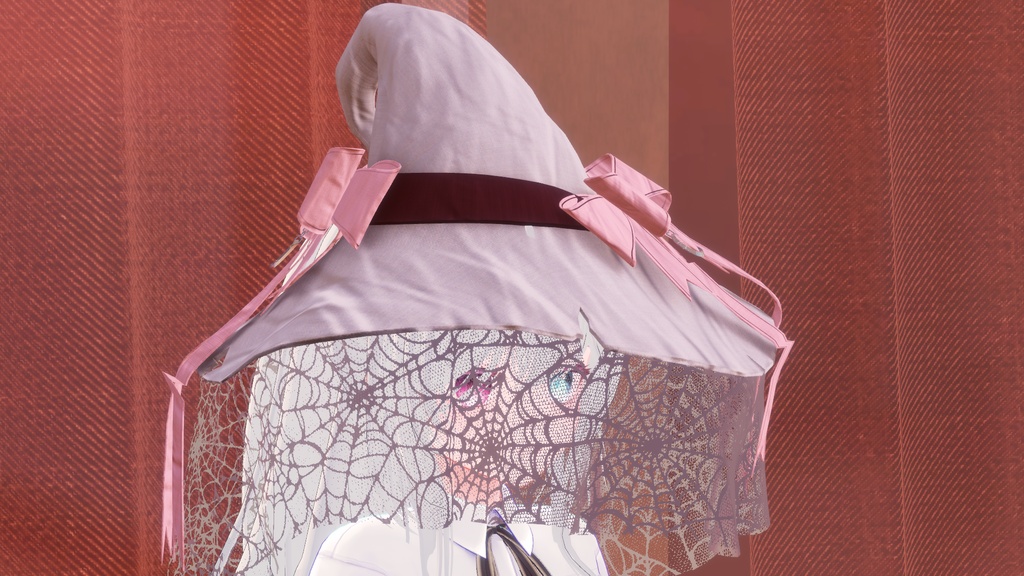 【VRChat向け】蜘蛛の巣レースの魔女帽子 ハロウィン用