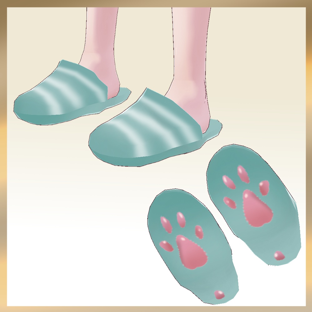 【Vroid用衣装】にくきゅう緑スリッパ【無料_Free】