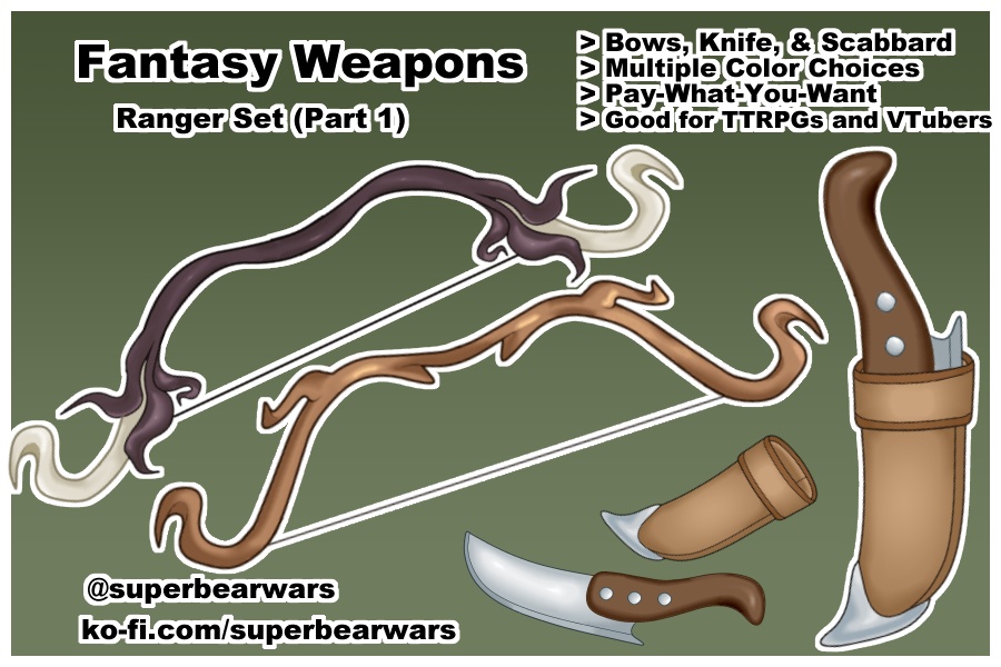 [VTuber Assets] Archer Weapons (Free)