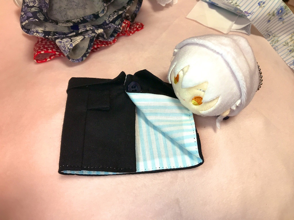 もちマス用メンズコート(水色ストライプ)
