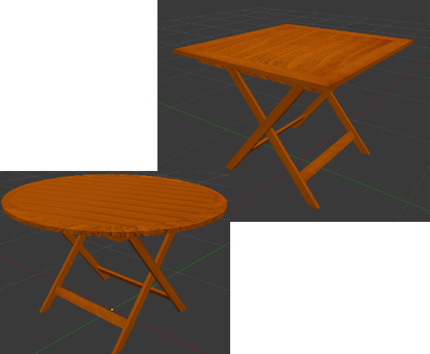 庭にありそうな机（丸と四角２種）【無料】