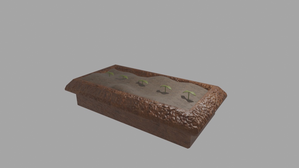 3Dモデル(井戸、プランター、木、花壇)