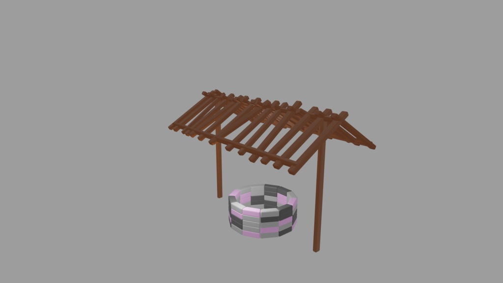 3Dモデル(井戸、プランター、木、花壇)