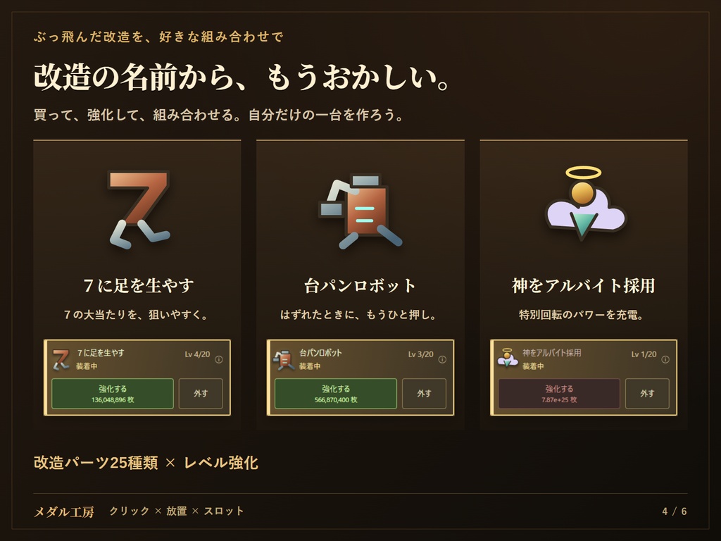 メダル工房|放置で稼いでスロットを魔改造!