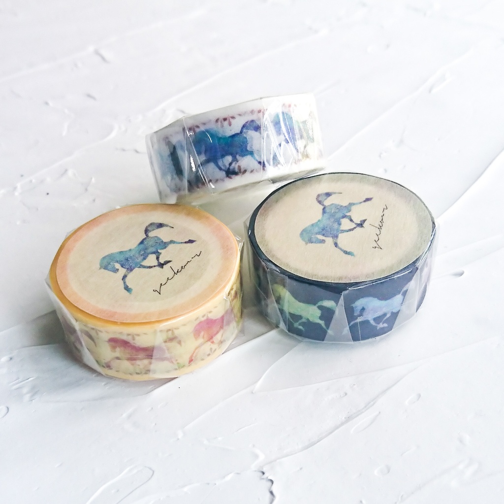 夜を駆ける馬たちのマスキングテープ15mm