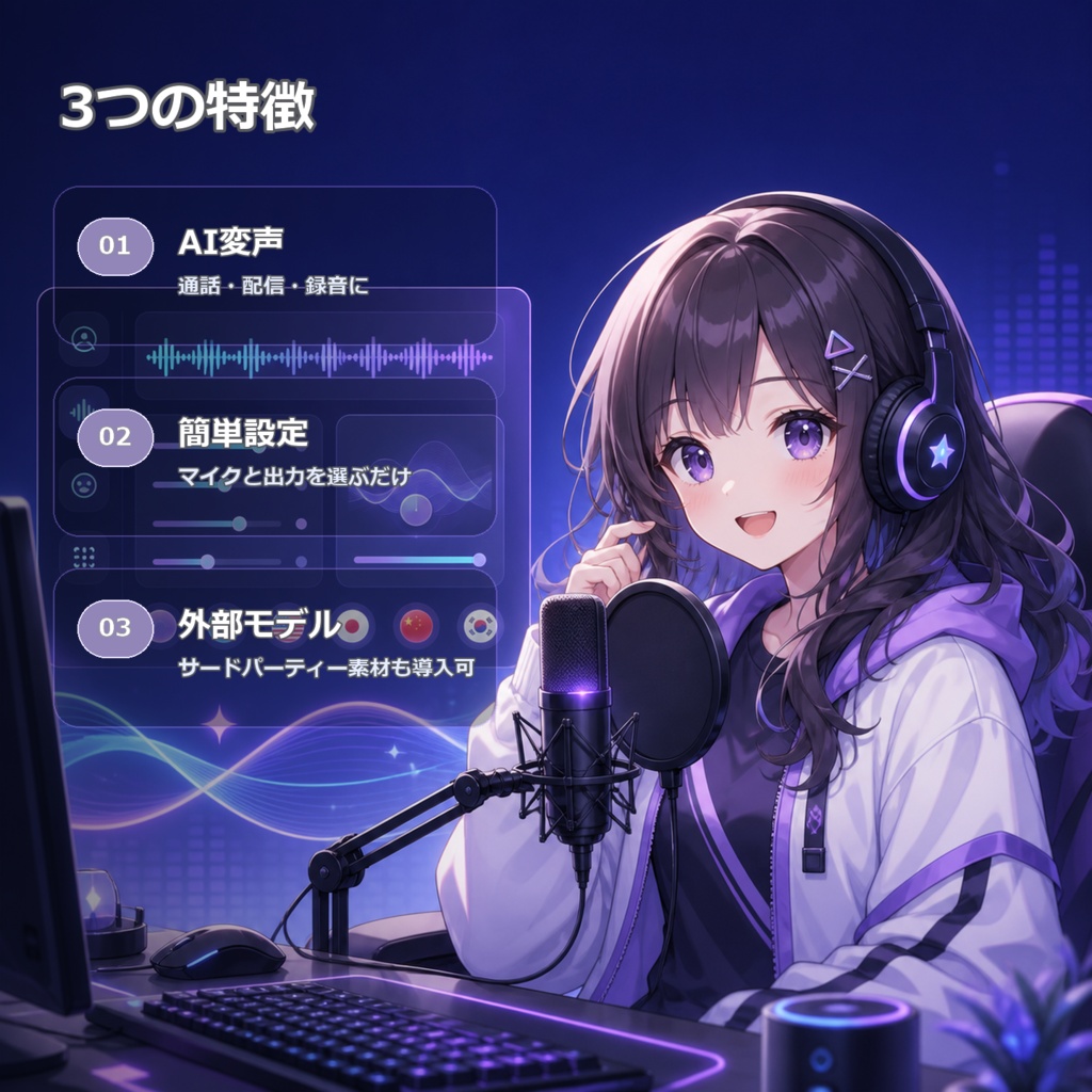 VoiceCraft AIボイスチェンジャー|リアルタイム音声変換・Discord・ゲーム・配信対応