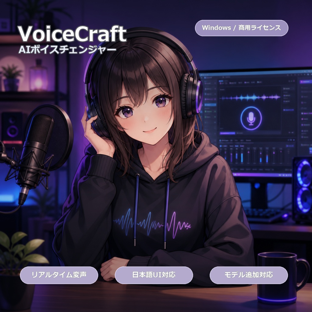 VoiceCraft AIボイスチェンジャー|リアルタイム音声変換・Discord・ゲーム・配信対応