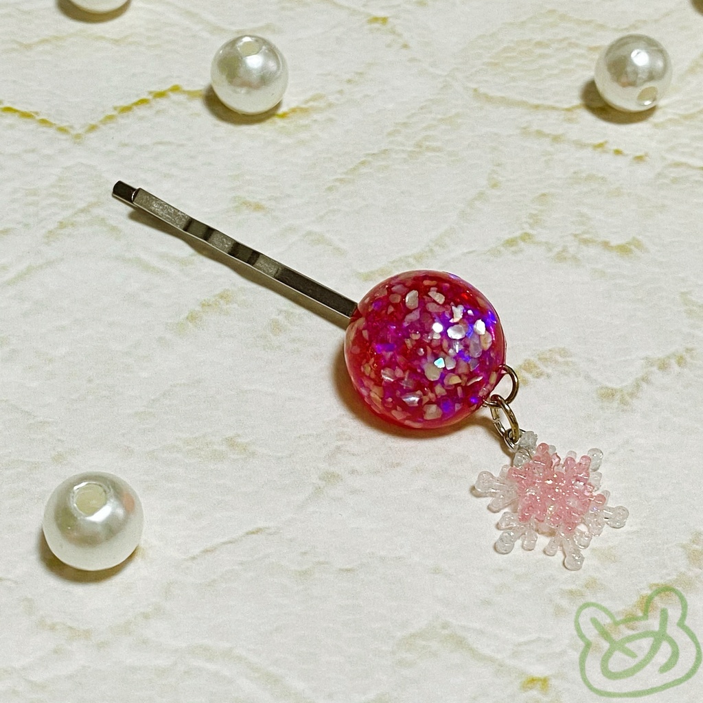 雪結晶 細ヘアピン