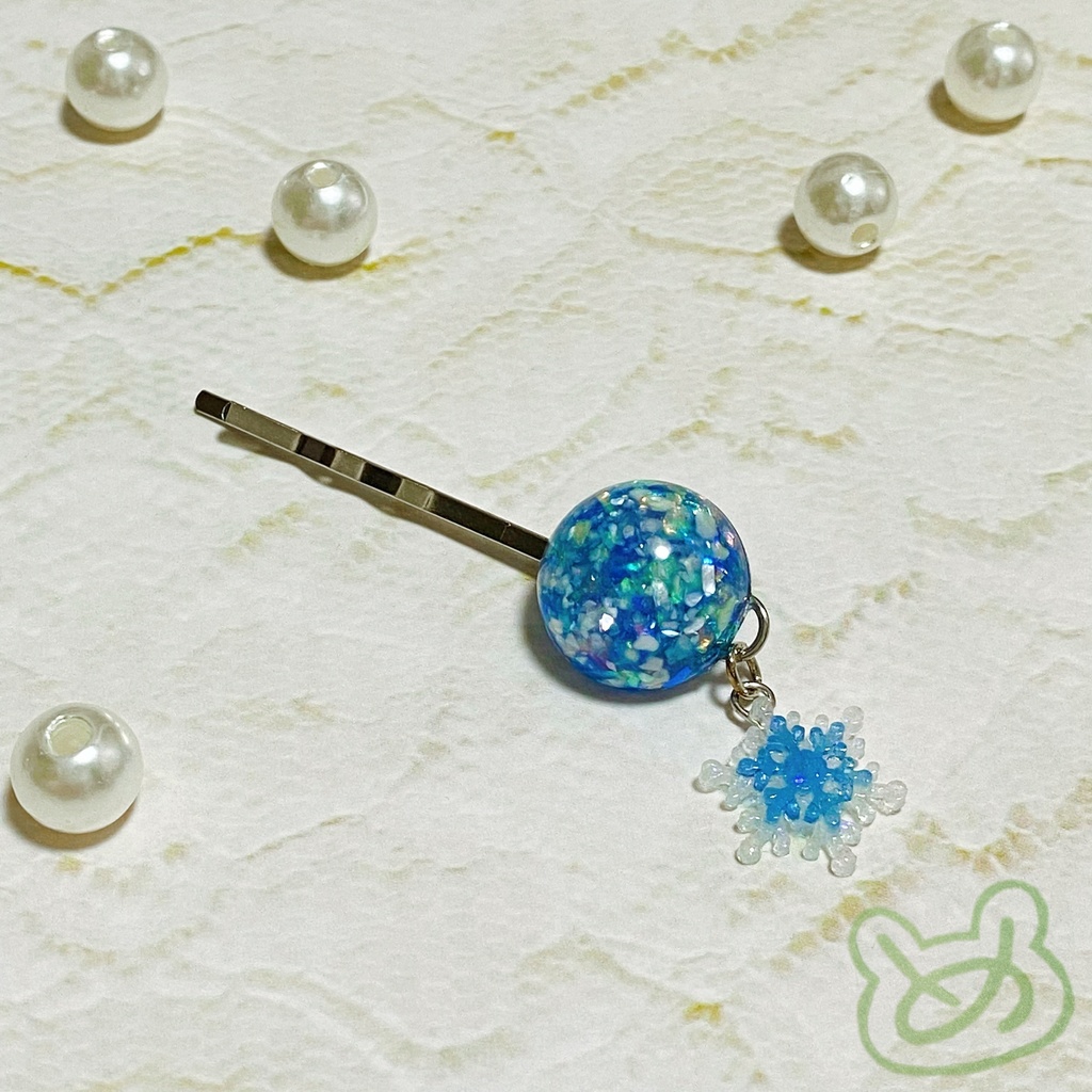 雪結晶 細ヘアピン