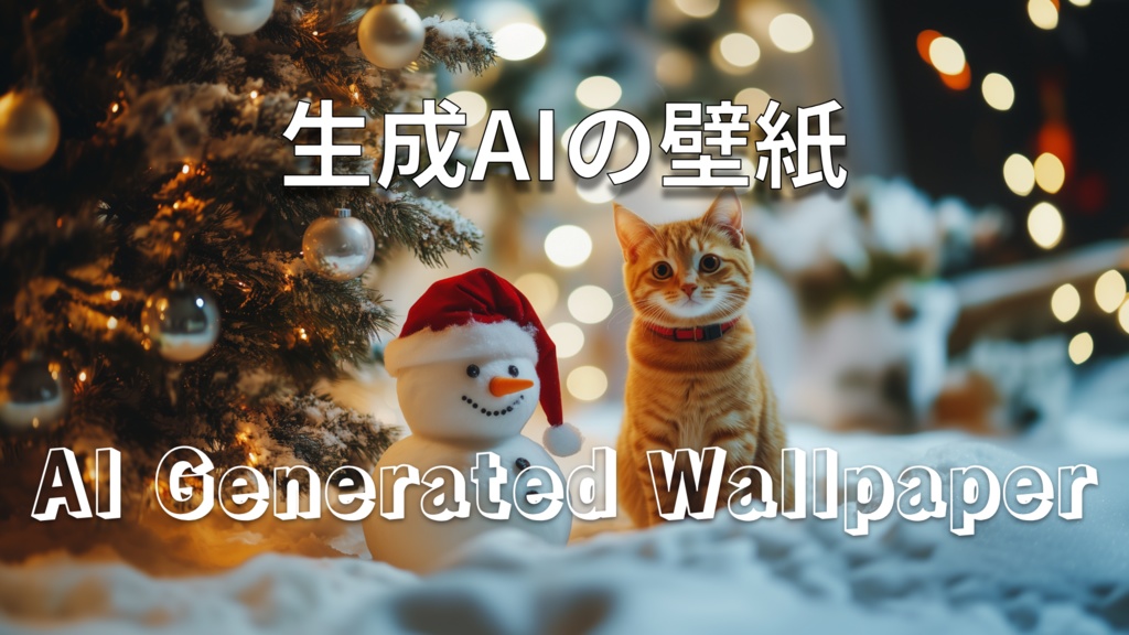A ginger cat and snowman (AI Generated)