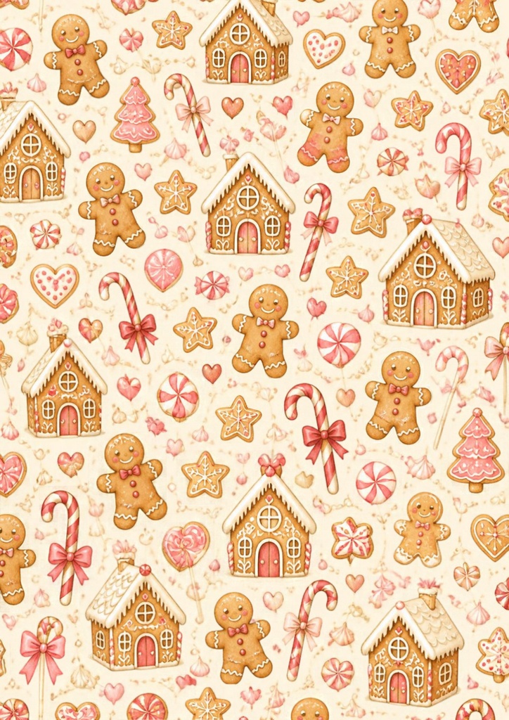 Sweet Gingerbread Christmas｜お菓子のクリスマス デジタルペーパー
