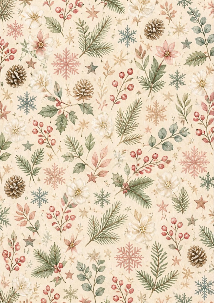 Snowy Botanical Christmas｜雪と植物のクリスマス デジタルペーパー