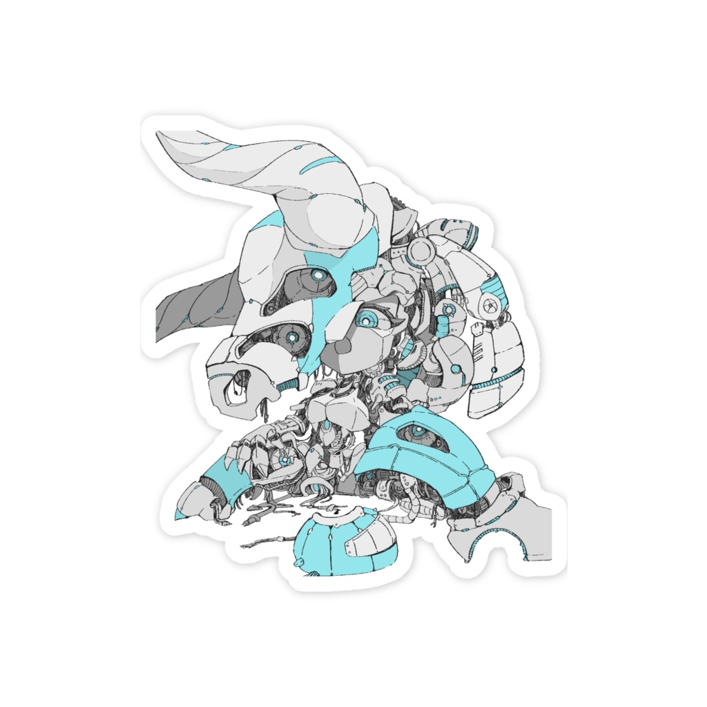恐竜の機械娘ステッカー