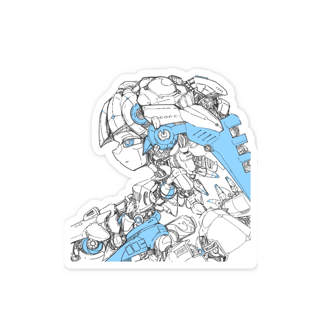 頭長い機械娘のステッカー