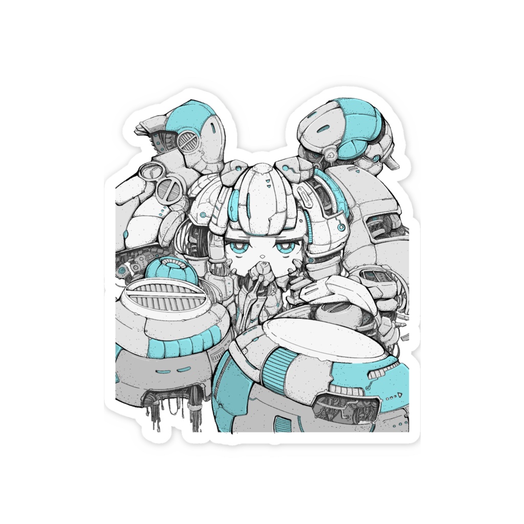 機械娘_ツインテール_ステッカー