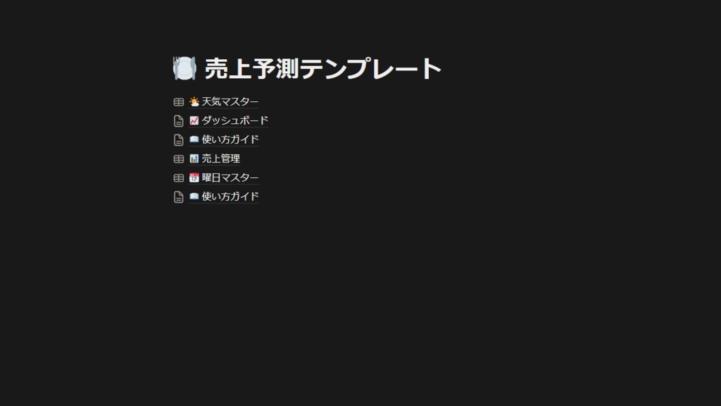 【Notion】天気連動型 売上予測テンプレート｜飲食店向け