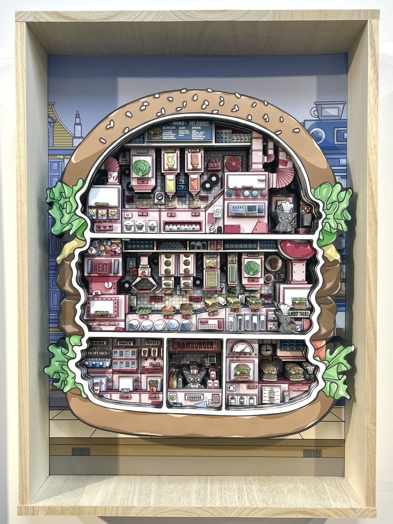 ハンバーガーショップ-シャドーボックスアート-